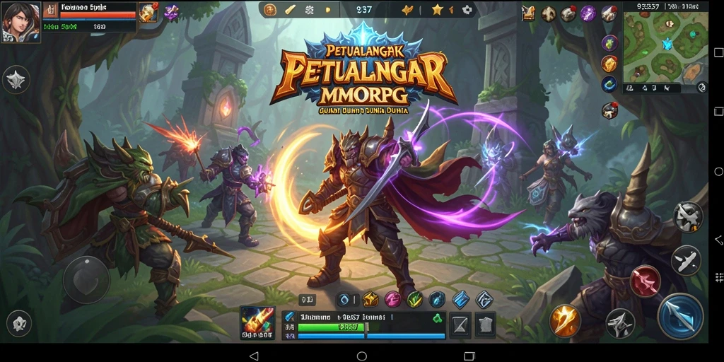 Screenshot gameplay yang menampilkan pertarungan epik dalam MMORPG.