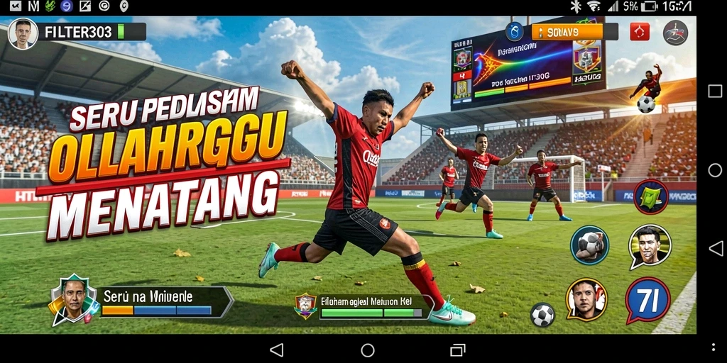 Tampilan gameplay seru dalam FILTER303 yang menunjukkan aksi olahraga.