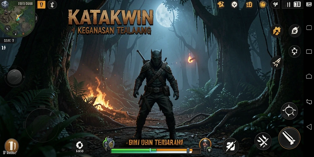 Screenshot menakutkan dari gameplay KATAKWIN yang menampilkan makhluk mengerikan.