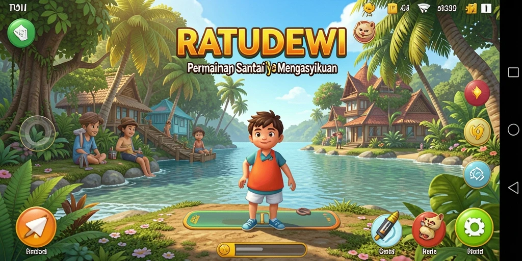 Tangkapan layar gameplay RATUDEWI yang menampilkan aktivitas seru dan warna-warni.