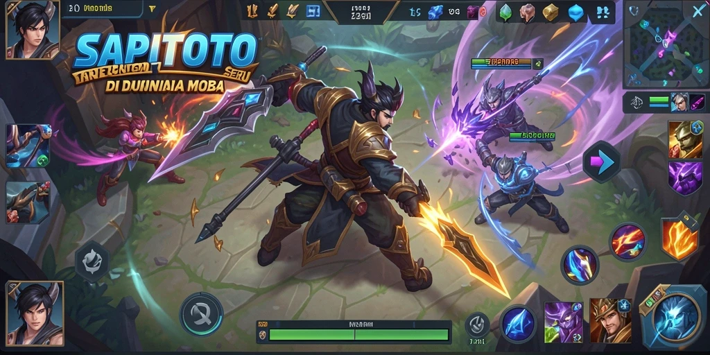 Tangkapan layar menampilkan aksi intens gameplay MOBA.