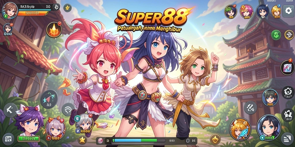 Screenshot gameplay <strong>SUPER88</strong> memperlihatkan pertarungan karakter Anime yang mendebarkan.