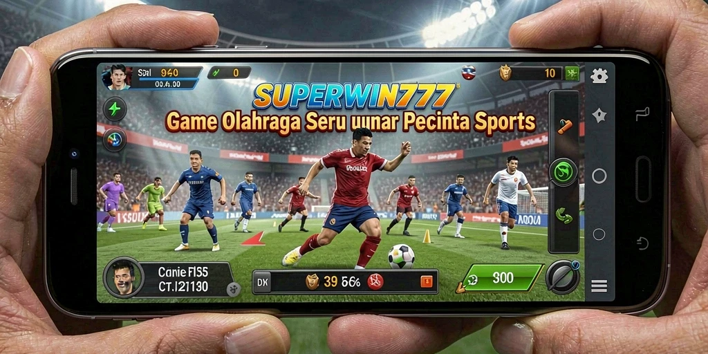 Tangkapan layar utama SUPERWIN777 menampilkan aksi pertandingan olahraga seru.