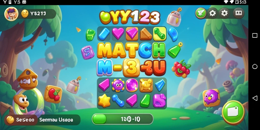 Tampilan gameplay seru dari YY123 dengan grafis berwarna-warni.